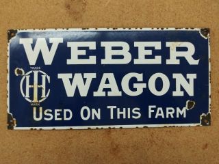 Ihc Ih International Harvester Co Weber Wagons Porcelain Sign Old Farm