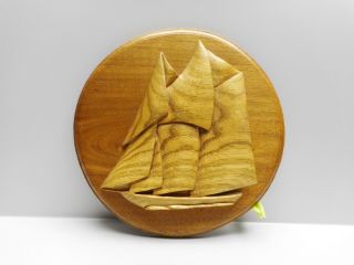 Vintage - Ontario Folk Art - Wood Carving " The Bluenose " Sailing Ship - Signed