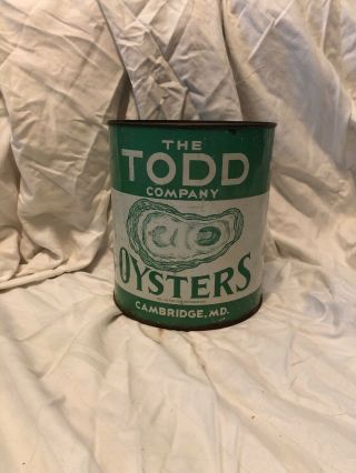Vintage Gallon Todd Oyster Tin Can Cambridge Md