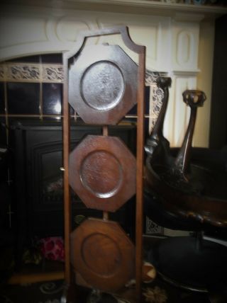 Vintage Wooden 3 Tier Cake Stand Folding Action Needs Some Tlc