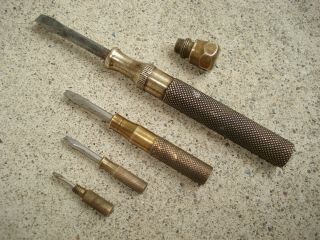 Vintage Or Antique Brass Nesting Screwdrivers Tool Mini Pocket Unmarked Old