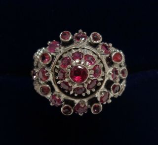 Vintage Unusual Ruby Cluster Ring 14ct White Gold - Size O (us 7) - 5.  1 Grams