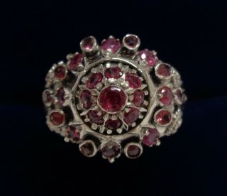 Vintage Unusual Ruby Cluster Ring 14ct White Gold - Size O (US 7) - 5.  1 grams 2