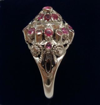 Vintage Unusual Ruby Cluster Ring 14ct White Gold - Size O (US 7) - 5.  1 grams 3