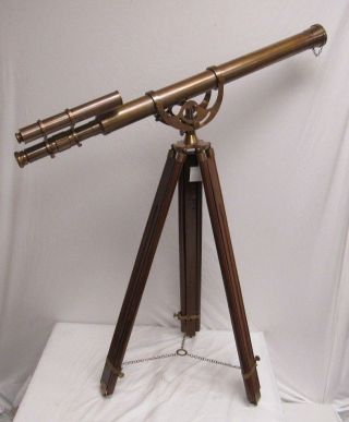 Deco 79 - 28031 Brass And Wood Telescope,  20 By 14 - Inch,  India,