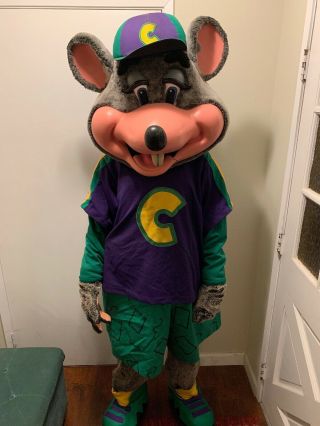 Chuck E Cheese Showbiz Pizza Costume Fur Suit & Head Rare