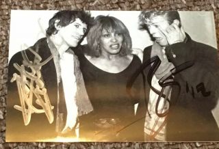 Keith Richards,  Tina Turner & David Bowie Hand Signed Photo Autographs