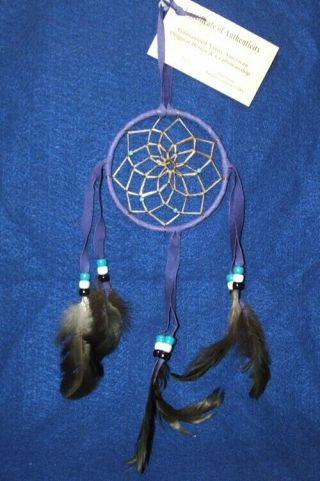 Native American Dreamcatcher Navajo Indian 4 " Dia Hoop Purple 115