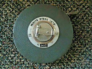 Vintage Lufkin Hw100 100 Ft.  White Steel Tape Measure " Great Collectible Item
