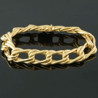 Carl Bucherer Solid 18k Yellow Gold,  Double Curb Link Bracelet,  30 Grams Nr