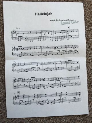 Leonard Cohen Hand Signed Music Sheet Autograph Delivery By Christmas