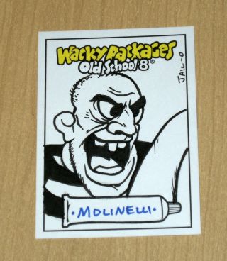 2019 Topps Wacky Packages Old School 8 1/1 Art Sketch Rich Molinelli Jail - O