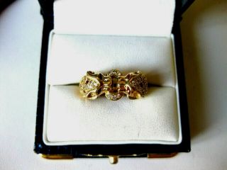 Vintage 18k Yellow Gold Ring " Panthers " :diamonds & Rubies