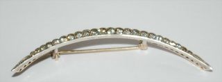 Antique Victorian 9ct Gold & Silver Mine Cut Diamond Crescent Moon Brooch Pin
