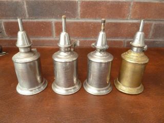 4 Vintage French Chrome Brass Pigeon Type Oil Lamps For Spares