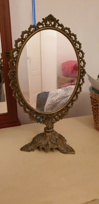 Vintage Brass Dressing Table Mirror