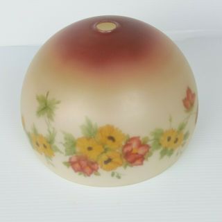 Floral Reverse Painted Glass Lamp Shade Yellow Flowers For Jd