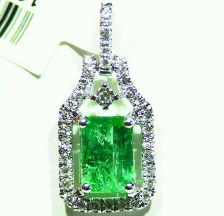 1.  25ct 14k Gold Natural Emerald White Diamond Halo Engagement Necklace Vintage