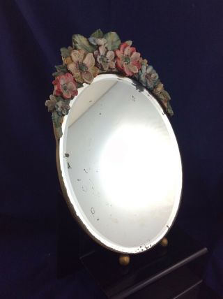 Barbola Dressing Table Mirror - Small 32cm - Portrait Oval With Easel Stand