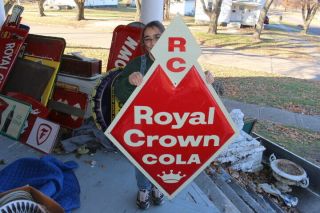Large Vintage 1960 Rc Royal Crown Cola Soda Pop 54 " Embossed Metal Sign