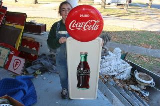 Rare Large Vintage 1950 Coca Cola Soda Pop Gas Station 54 " Metal Sign