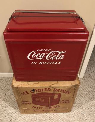 Vintage 1950s Coke Coca Cola Cooler Progress Refrigerator Metal Prop Art A56 3