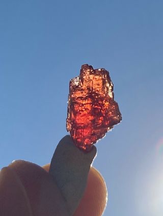 Gem Red Etched Spessartite Garnet Crystal Spessartine Navegador Mine,  Brazil