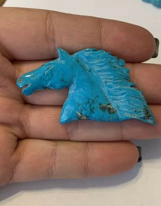 Vintage Carved Horse Head Turquoise Stone - Cabochon ? Lovely