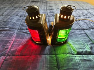Antique Copper Finish Port & Starboard Lanterns Electric Lamps - Green & Red
