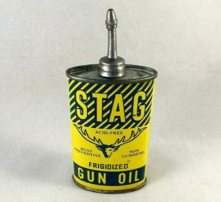 Vintage Stag Gun Oil Handy Oiler Lead Top Rare Old Advertising Tin Can 1950s