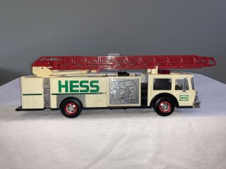 1989 Hess Truck - Toy White Fire Truck - Lights And Sirens Work - Ladder Extends