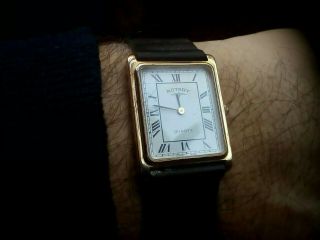Vintage Swiss Rotary Gents G.  P.  Watch Battery White Dial Roman Numerals Vgwc