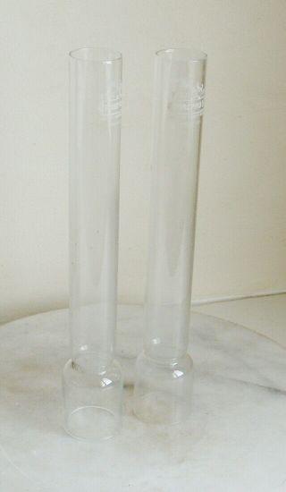 2 Vintage Oil Lamp Glass Chimney Best Crystal 24.  6cm Tall.