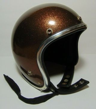 Vintage Arthur Fulmer Af 20 Copper Metal Flake Glitter Motorcycle Helmet 7 7 1/4