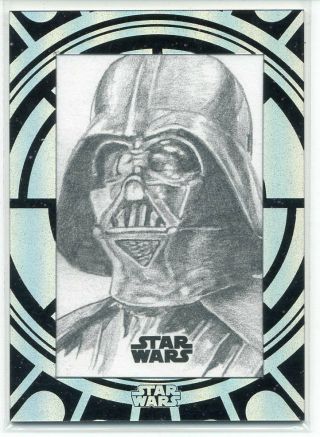 Darth Vader 2015 Topps Star Wars High - Tek Sketch Star Wars Saga 1/1
