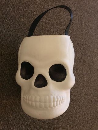 Vintage Aj Renzi Blow Mold Skull Halloween Trick Or Treat Bucket Candy Container