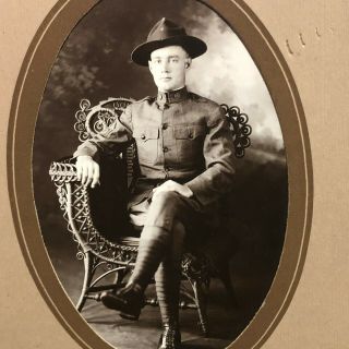 Vintage Ww1 Us Army Officer Studio Portrait Photograph / Soldier Photo