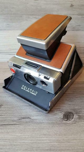 Vtg Polaroid Sx - 70 Land Camera Tan With Leather Case Folding Instant