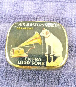 Vintage Tin,  " His Masters Voice " Extra Loud Tone Nipper & Phonograph Great Size