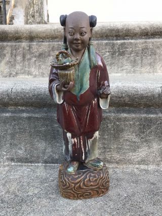 Stunning Shiwan Chinese Vintage Pottery Figurine 3