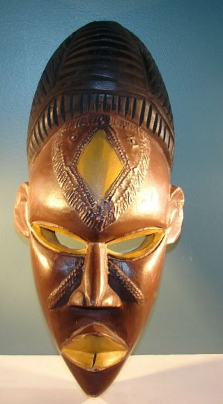 African Tribal Wooden Mask Hand Carved Wall Decor 14 - 1/2 INCH 2