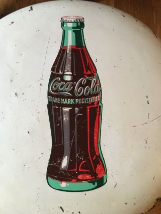 24” RARE Vintage White Metal Coca - Cola Coke Button Sign All Great Color 3