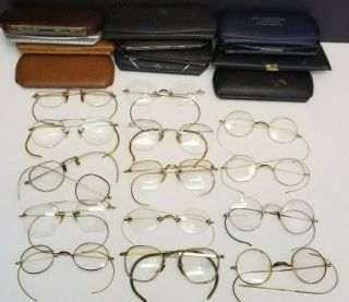 14 Pairs Of Vintage 1/10 12k Gold Filled Eyeglasses Pairs Scrap Or Use