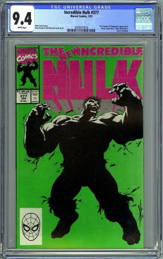 Incredible Hulk 377 - Cgc 9.  4 Wp Nm,  1st Professor Hulk - Classic Cover