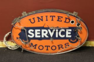 Vintage Porcelain United Motors Service Sign 1950 