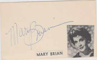 Silents On - Mary Brian " The Sweetest Girl In Pictures " Signed Card With Inset Pic