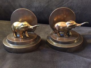 Vintage Pair Ronson Art Deco Metal Bronze Copper Bookends Great Design