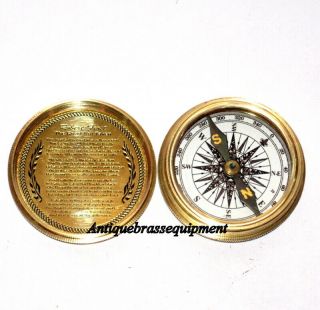 Vintage Brass Compass Maritime 2 " Stanley London Brass Poem Compass Art - 1885