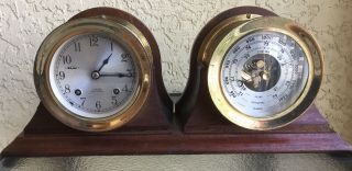 Chelsea Vintage Ship’s Bell Clock And Barometer Set 4” Dial Ca.  1977