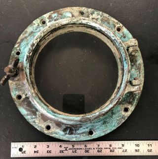 Vintage Small Round Bronze/brass Porthole W/glass 7